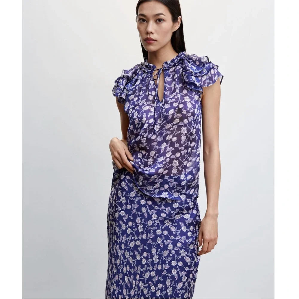 MANGO Floral long skirt - Picture 3 of 3